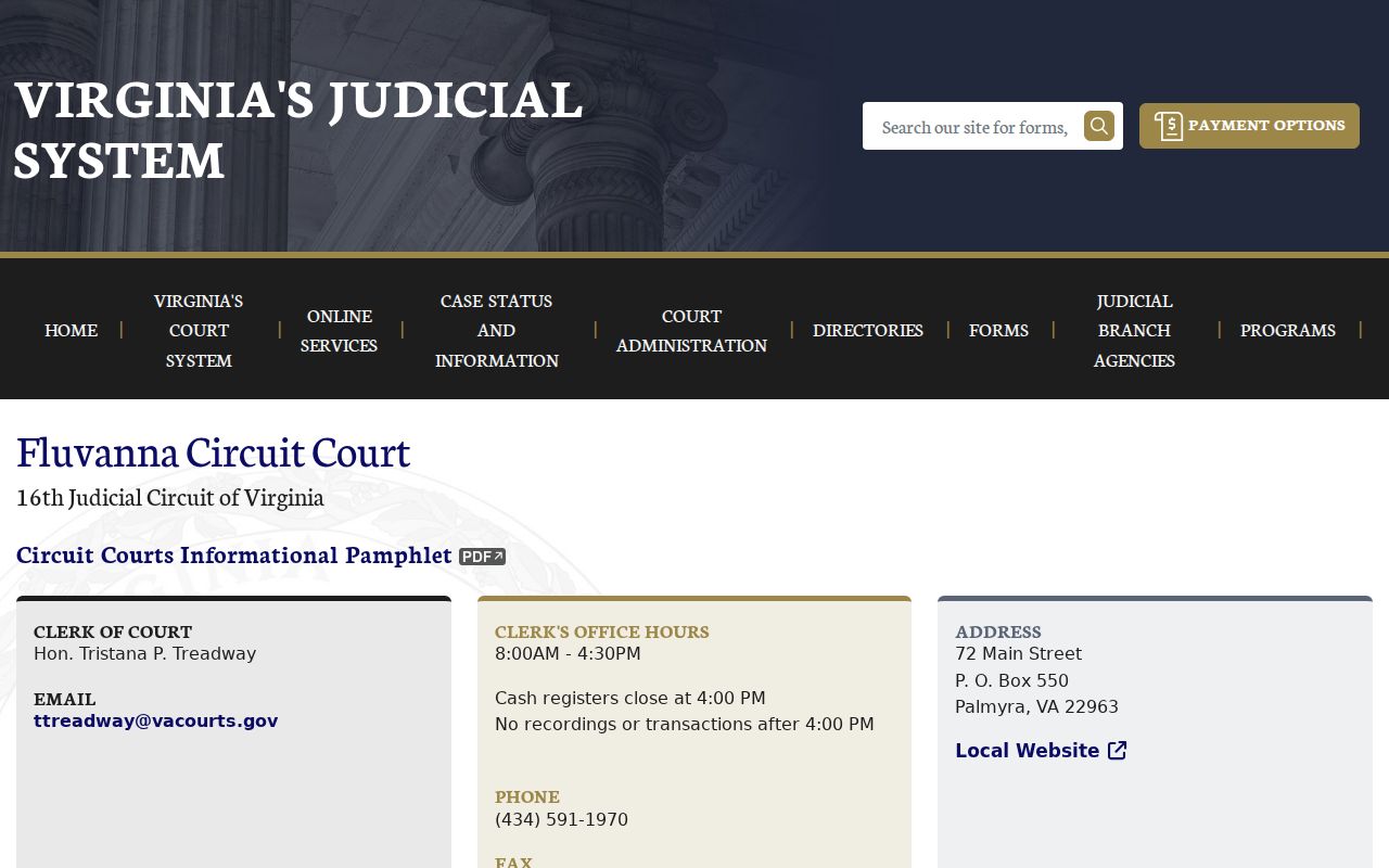 Fluvanna County bench warrants, Circuit Court clerk contact information