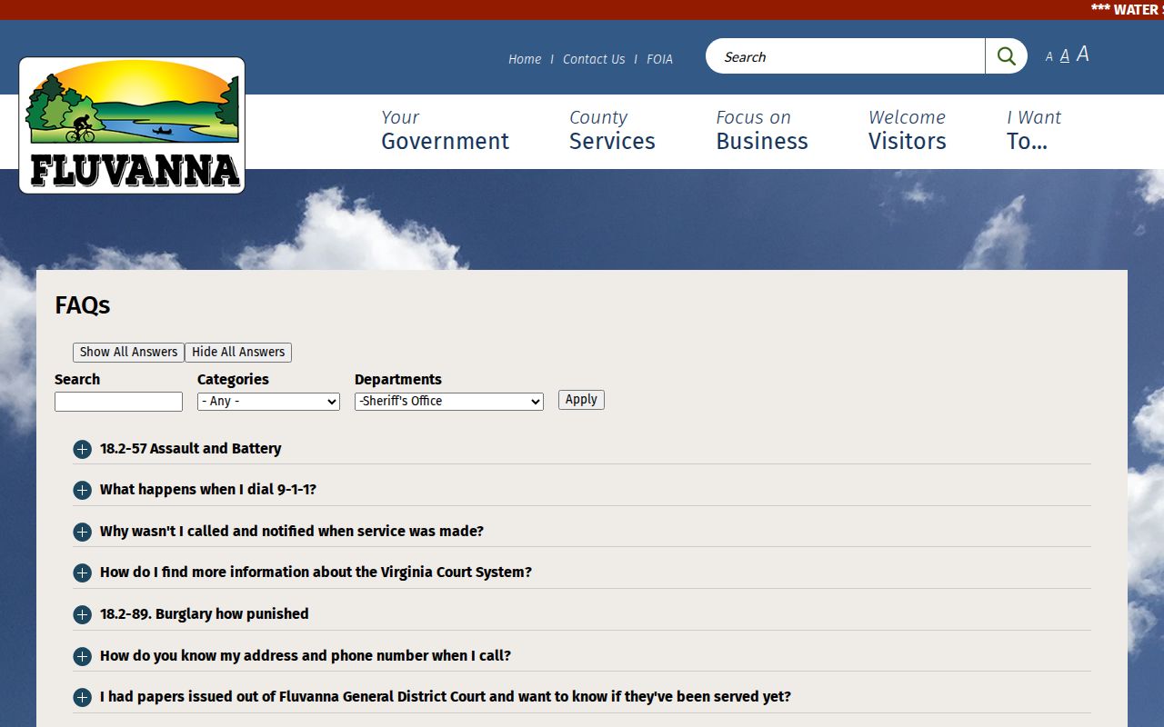 Fluvanna County warrant records, county FAQ on magistrate process