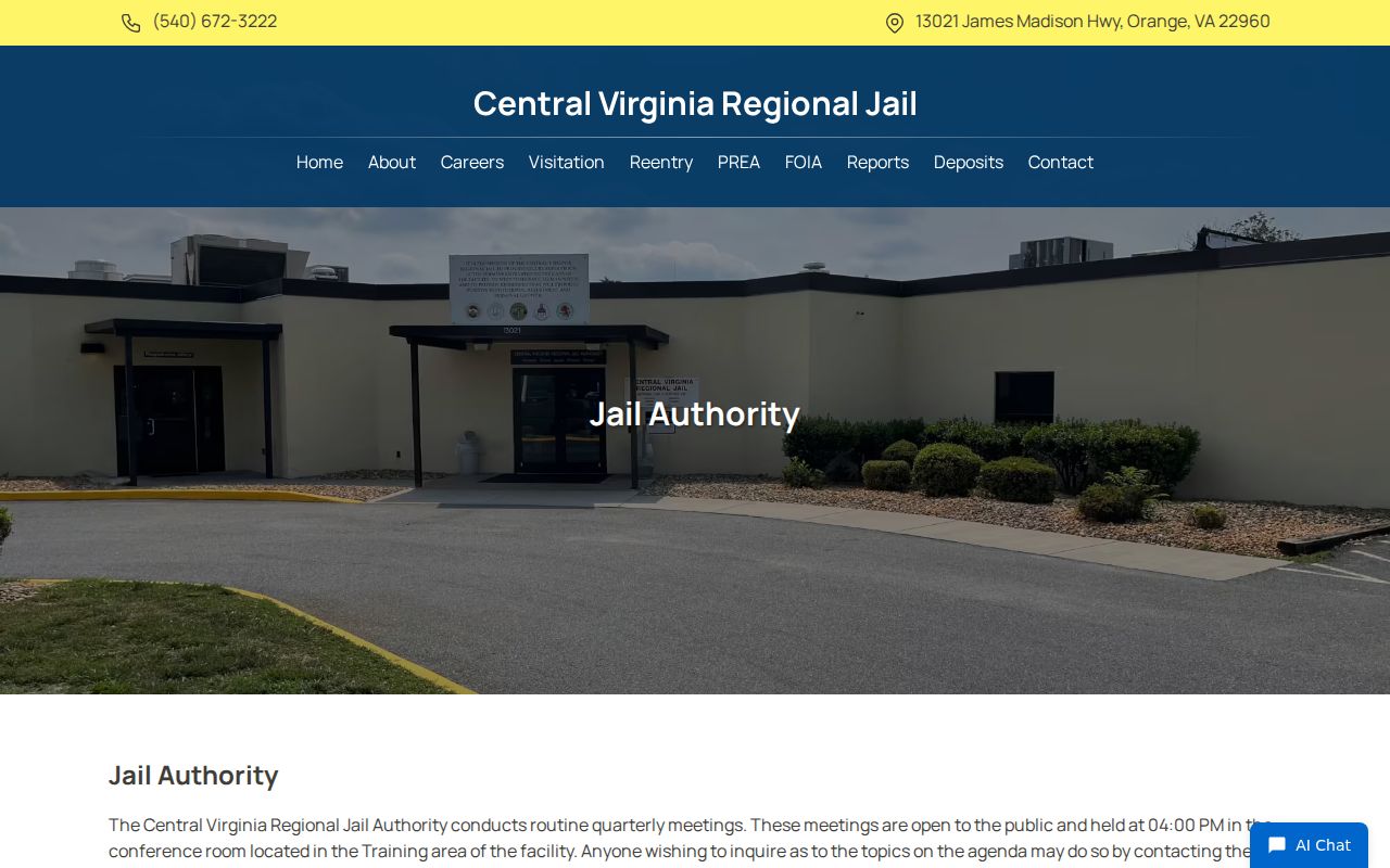 Fluvanna County warrant records, regional jail authority serving five counties